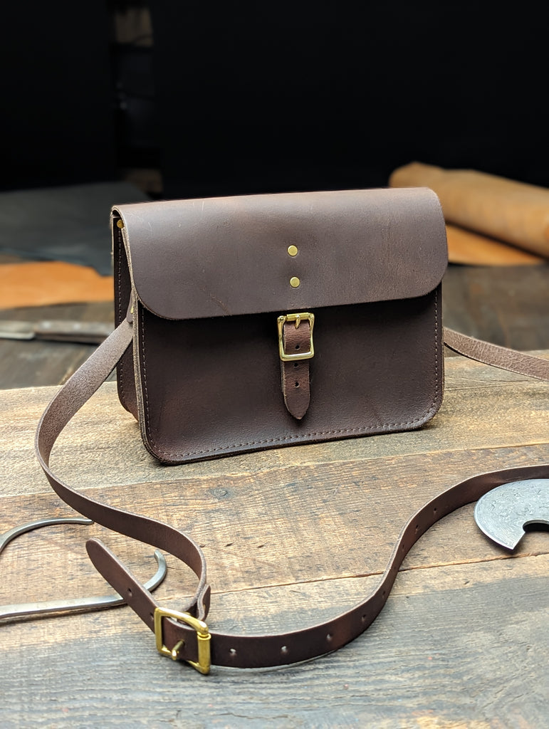 Hunky Hipster with Classic Buckle Fastener, "Made in England" name plate and Brass/Gold Hardware made from Distressed Walnut Husk Leather (MMRP USD$150)